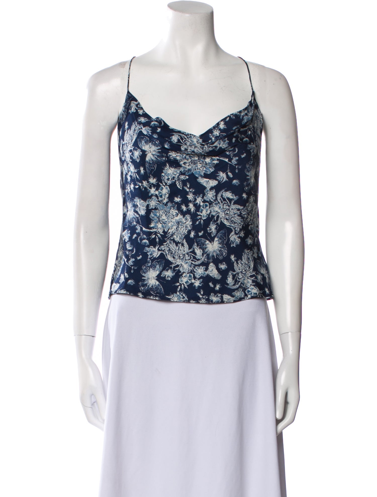 Alice + Olivia Floral Print Cowl Neck Crop Top