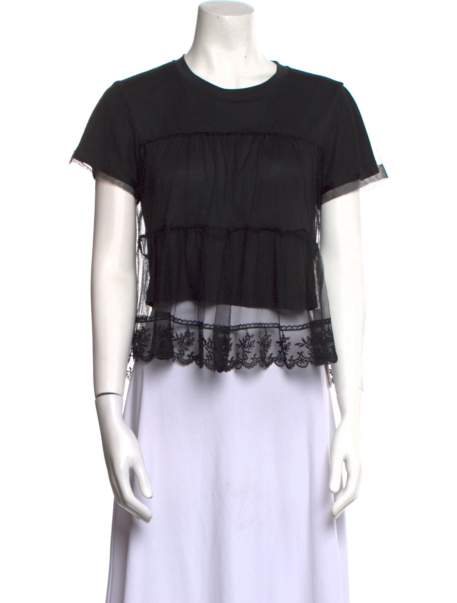 Alice + Olivia Crew Neck Short Sleeve Crop Top