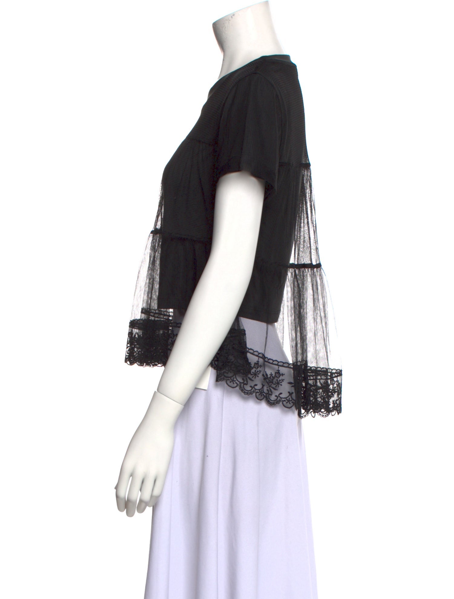 Alice + Olivia Crew Neck Short Sleeve Crop Top