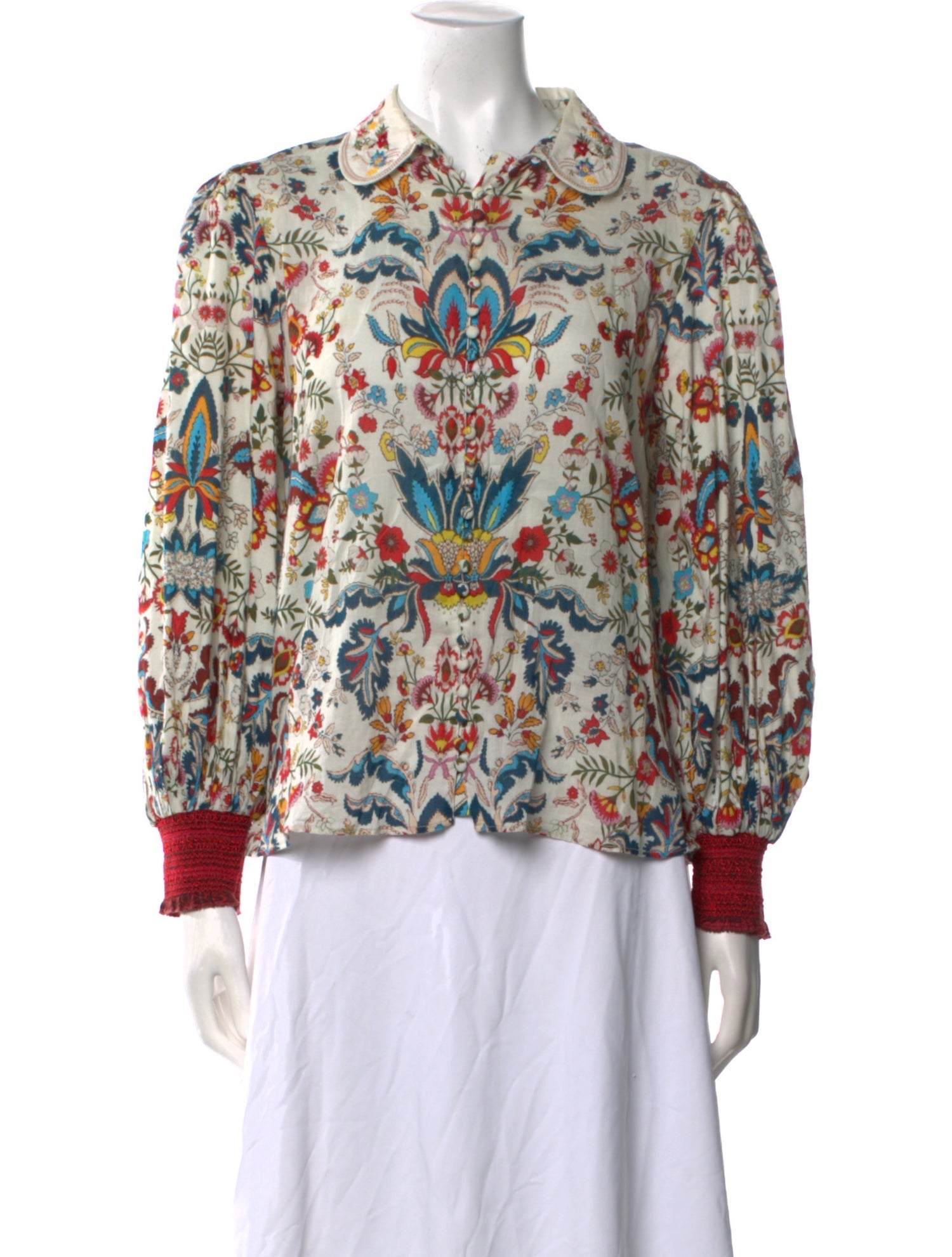 Alice + Olivia Floral Print Long Sleeve Button-Up Top