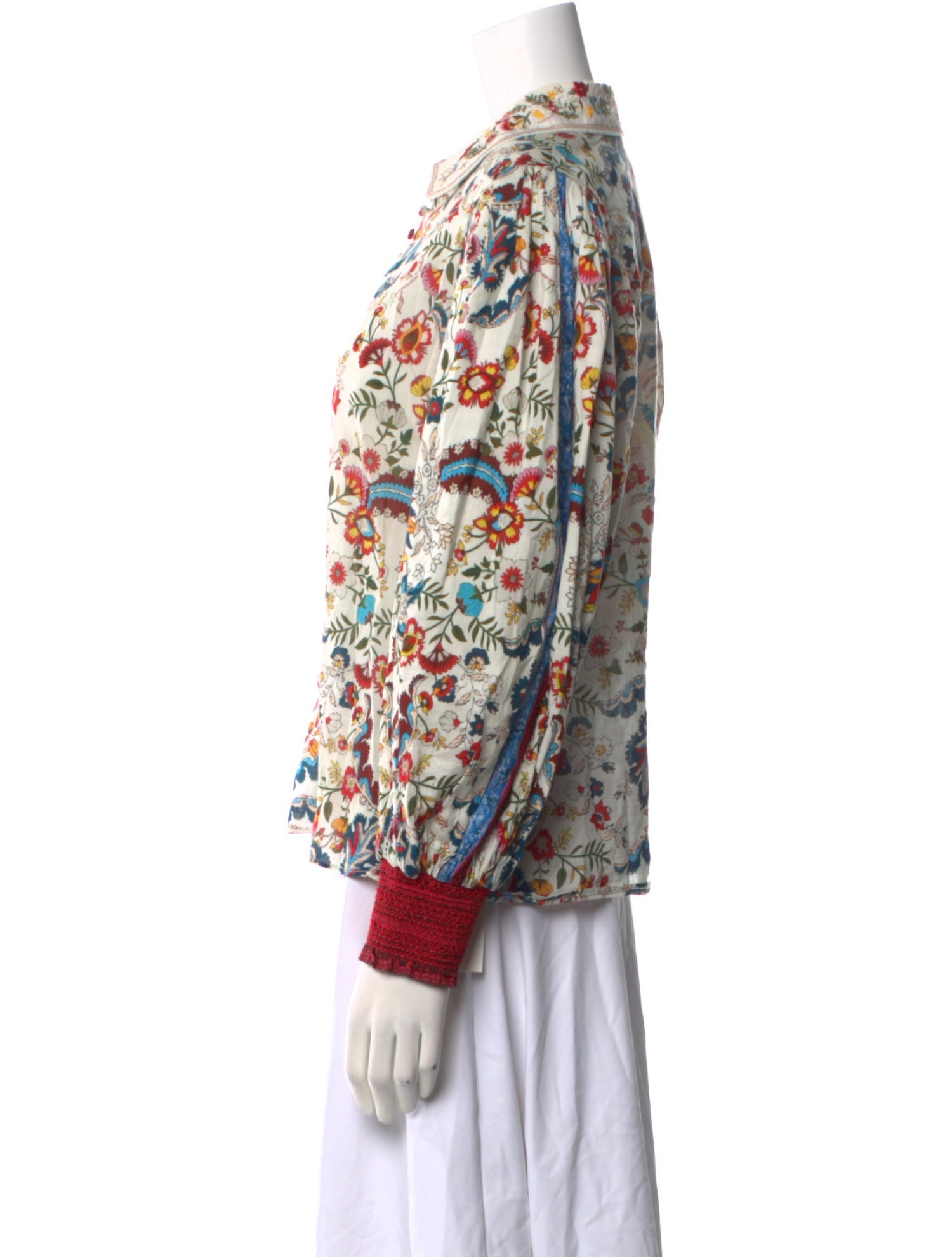 Alice + Olivia Floral Print Long Sleeve Button-Up Top