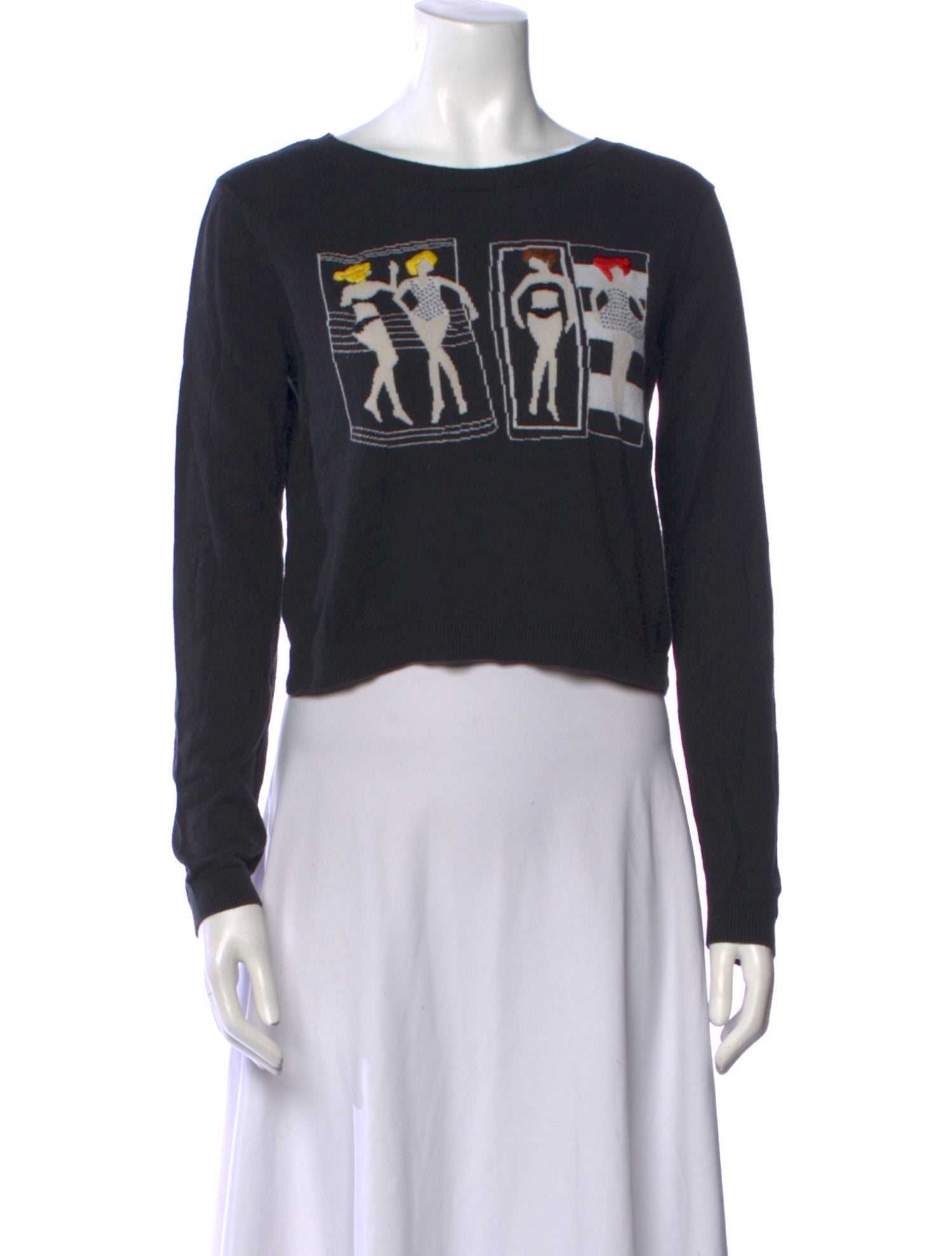 Alice + Olivia Graphic Print Scoop Neck Crop Top