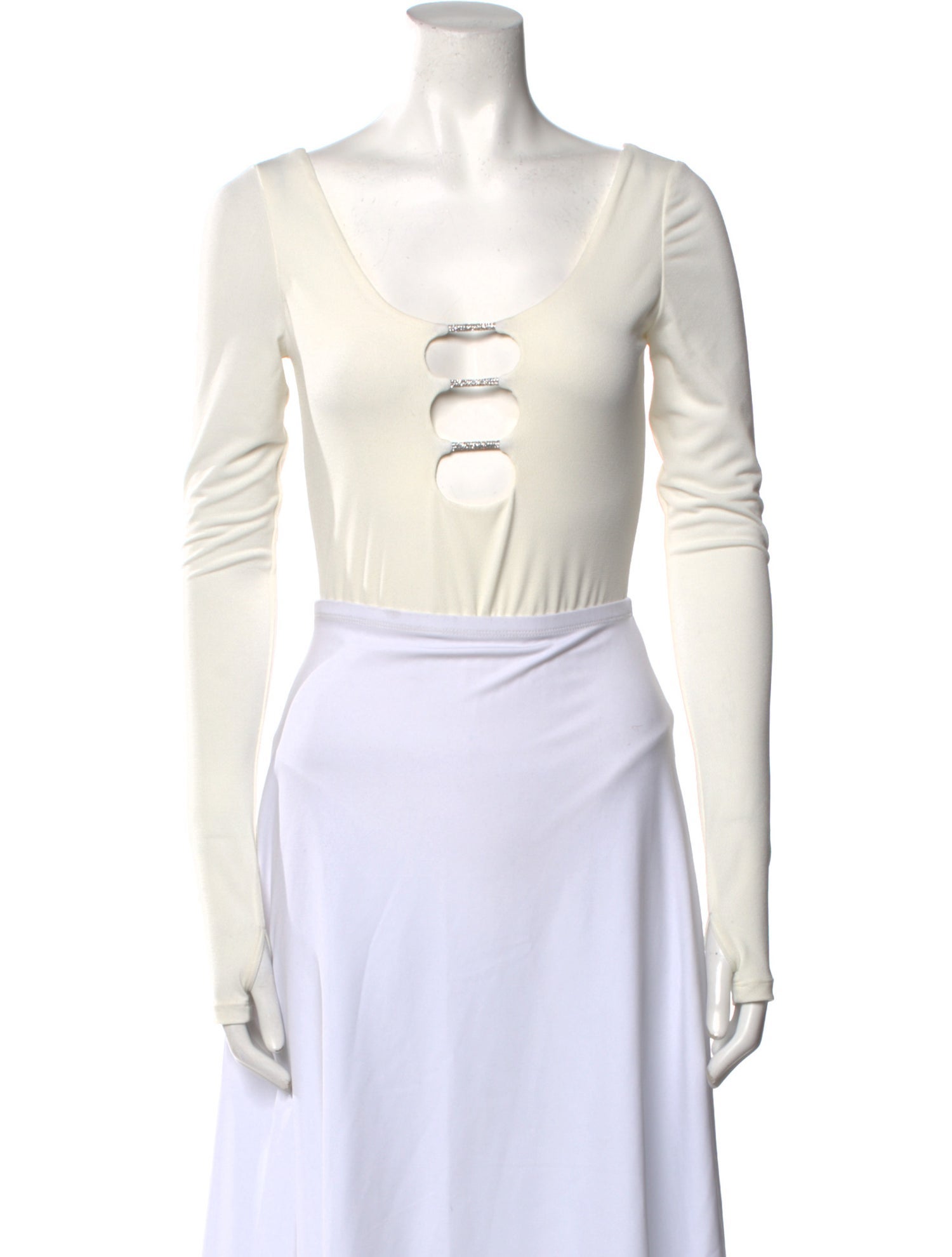 Alice + Olivia Scoop Neck Long Sleeve Crop Top