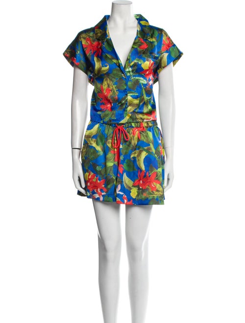 Alice + Olivia Floral Print Ruffle Embellishment Short Set