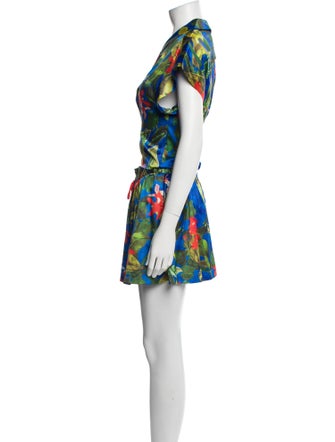 Alice + Olivia Floral Print Ruffle Embellishment Short Set