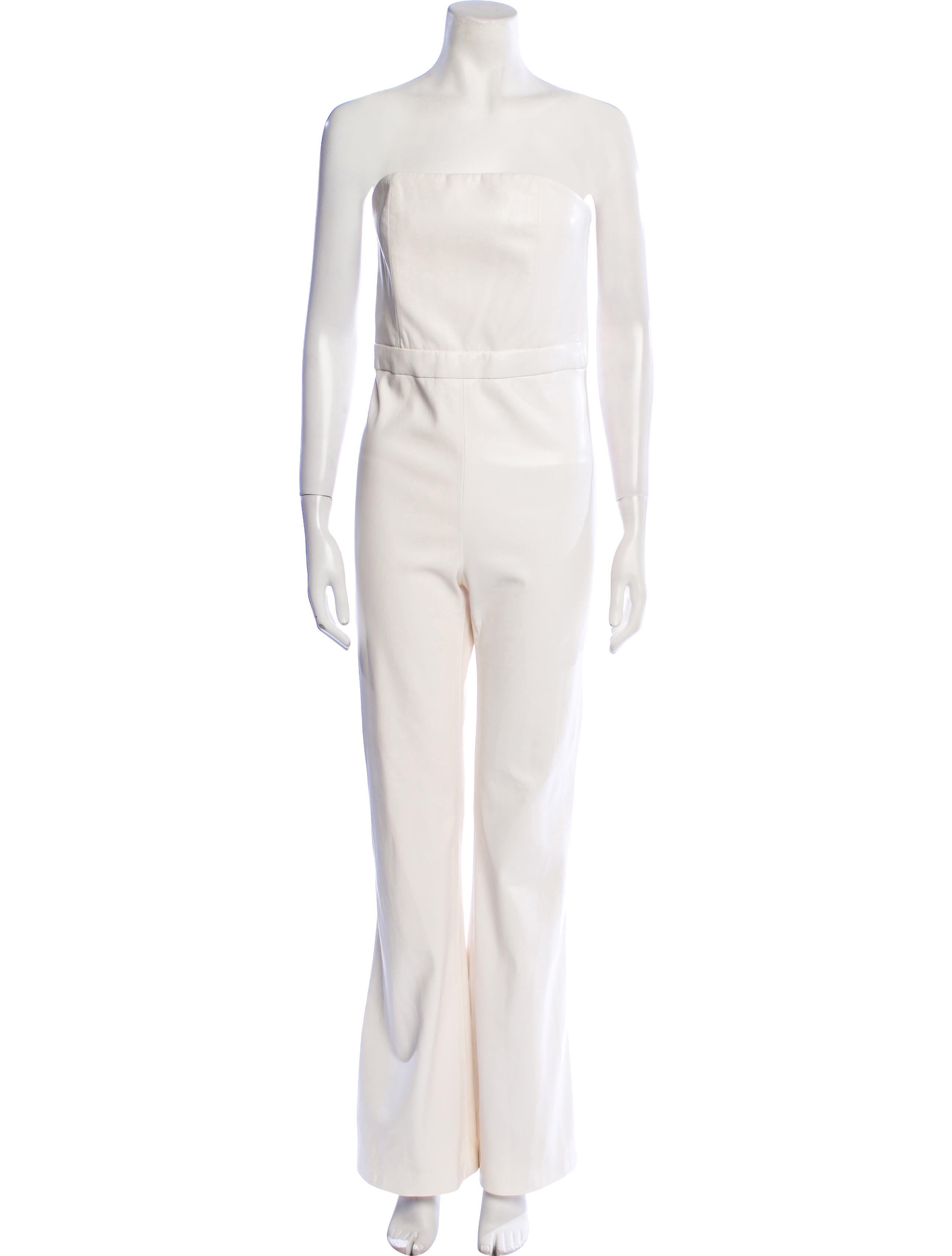 Alice + Olivia Faux Leather Strapless Jumpsuit