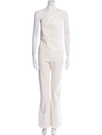 Alice + Olivia Faux Leather Strapless Jumpsuit
