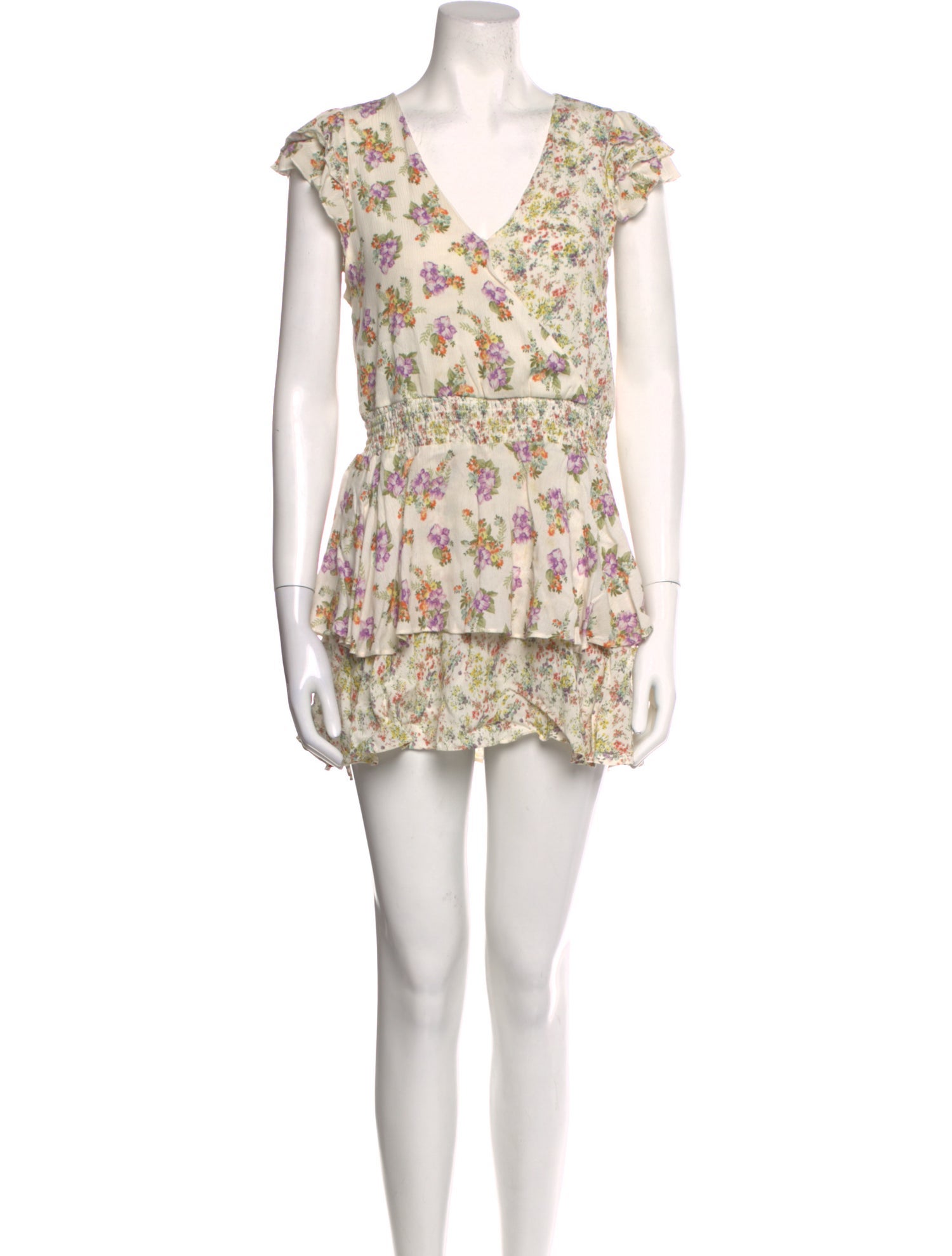 Alice + Olivia Floral Print V-Neck Romper
