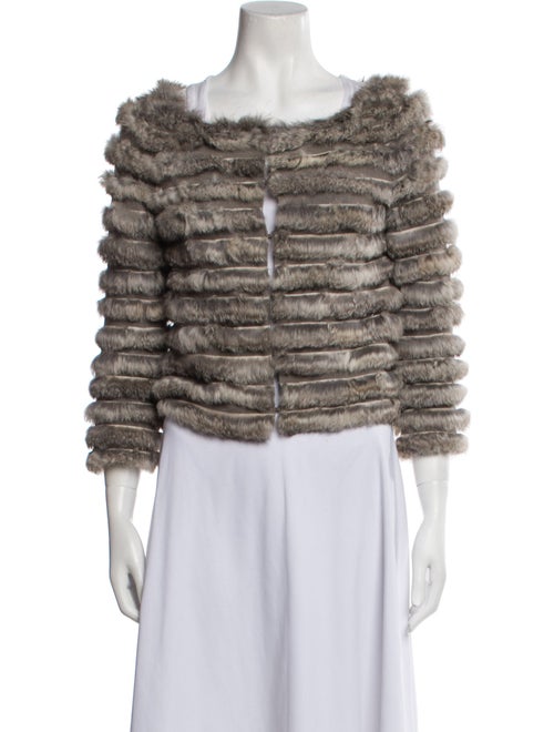 Alice + Olivia Wool Tweed Pattern Fur Jacket
