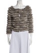 Alice + Olivia Wool Tweed Pattern Fur Jacket