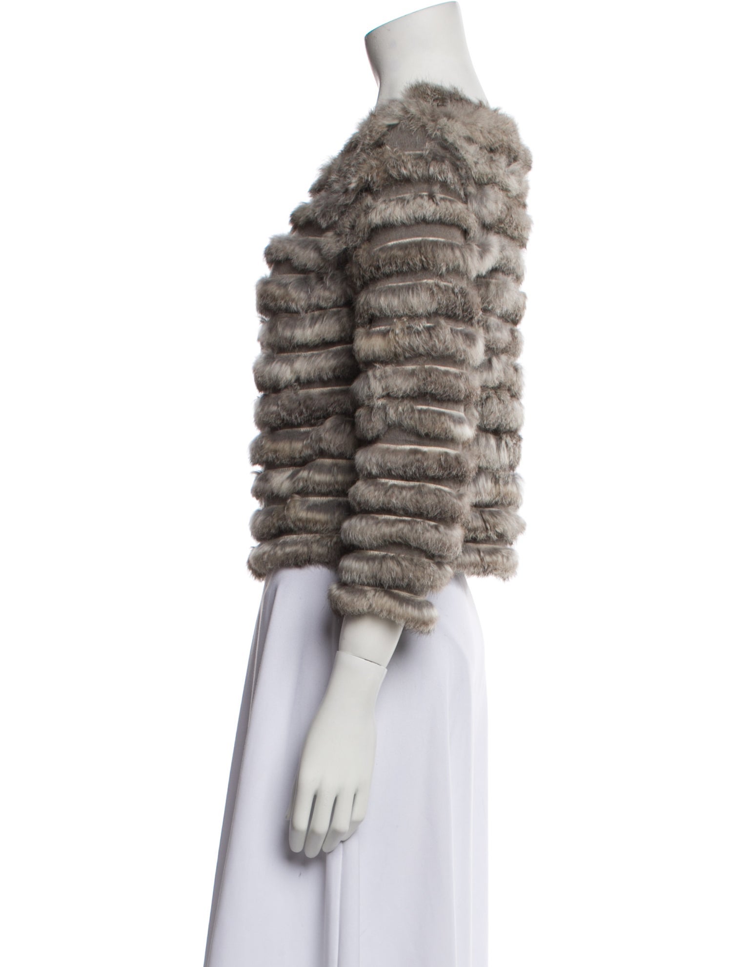 Alice + Olivia Wool Tweed Pattern Fur Jacket