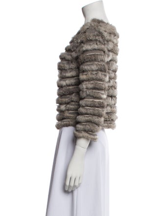 Alice + Olivia Wool Tweed Pattern Fur Jacket