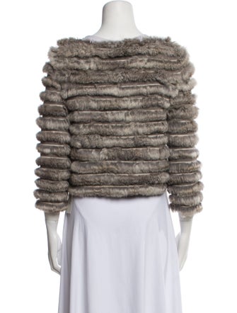 Alice + Olivia Wool Tweed Pattern Fur Jacket