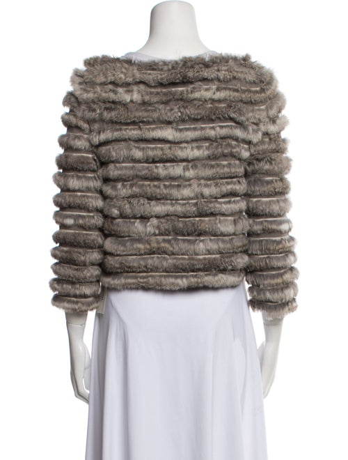 Alice + Olivia Wool Tweed Pattern Fur Jacket