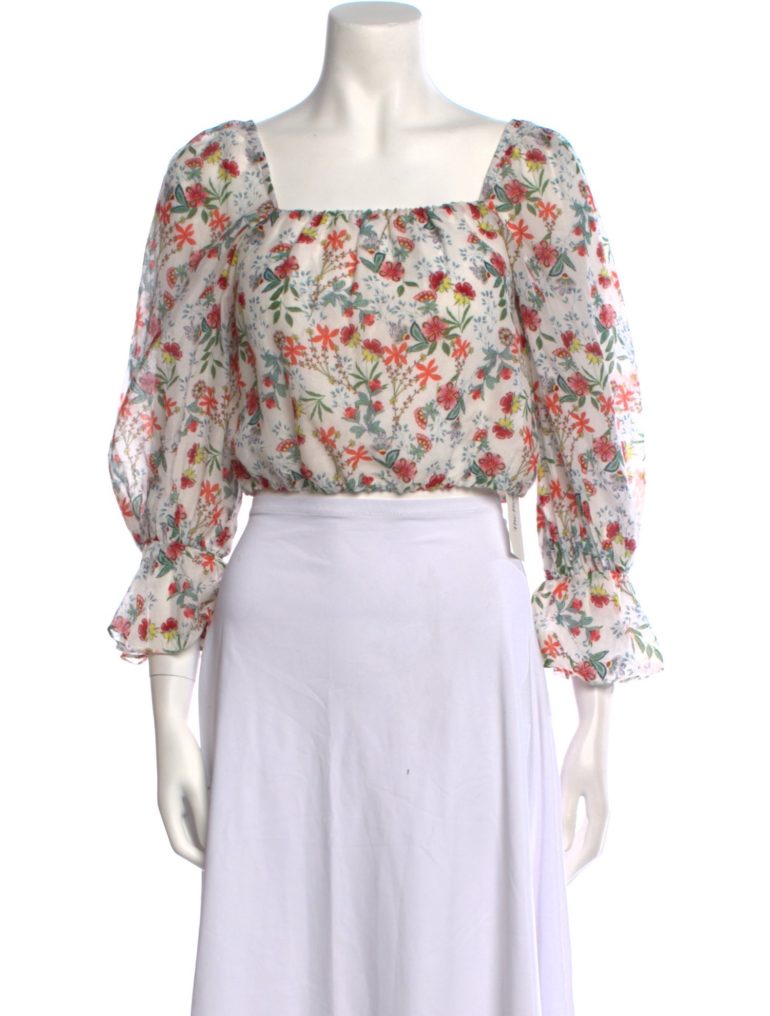 Alice + Olivia Floral Print Square Neckline Crop Top