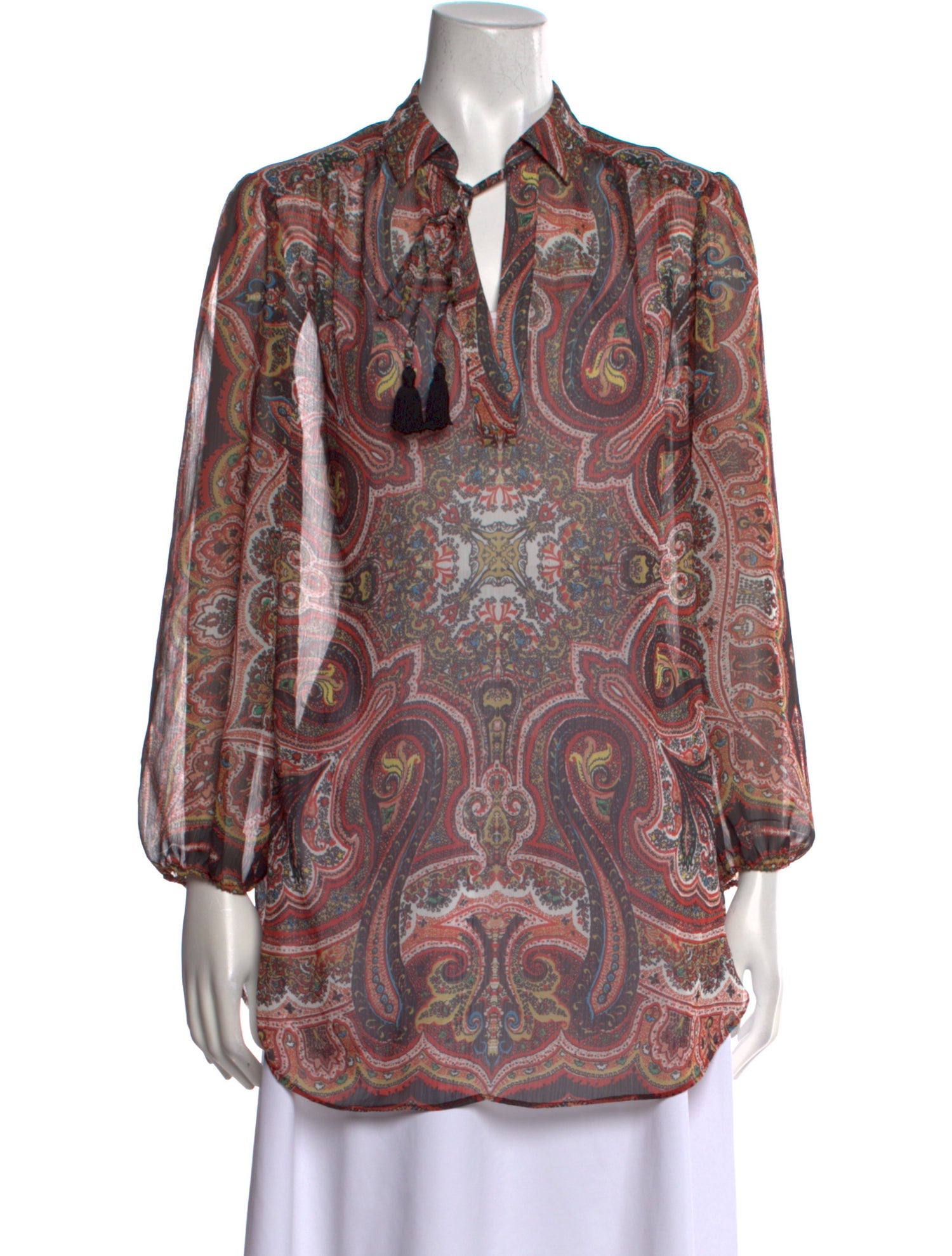 Alice + Olivia Paisley Print Tie Neck Tunic