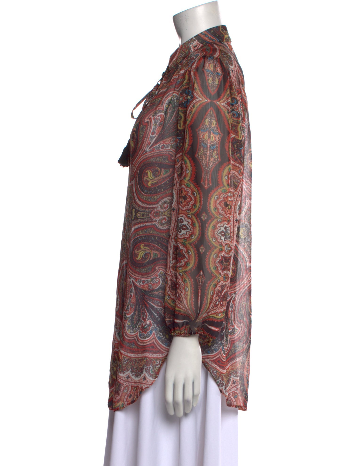 Alice + Olivia Paisley Print Tie Neck Tunic