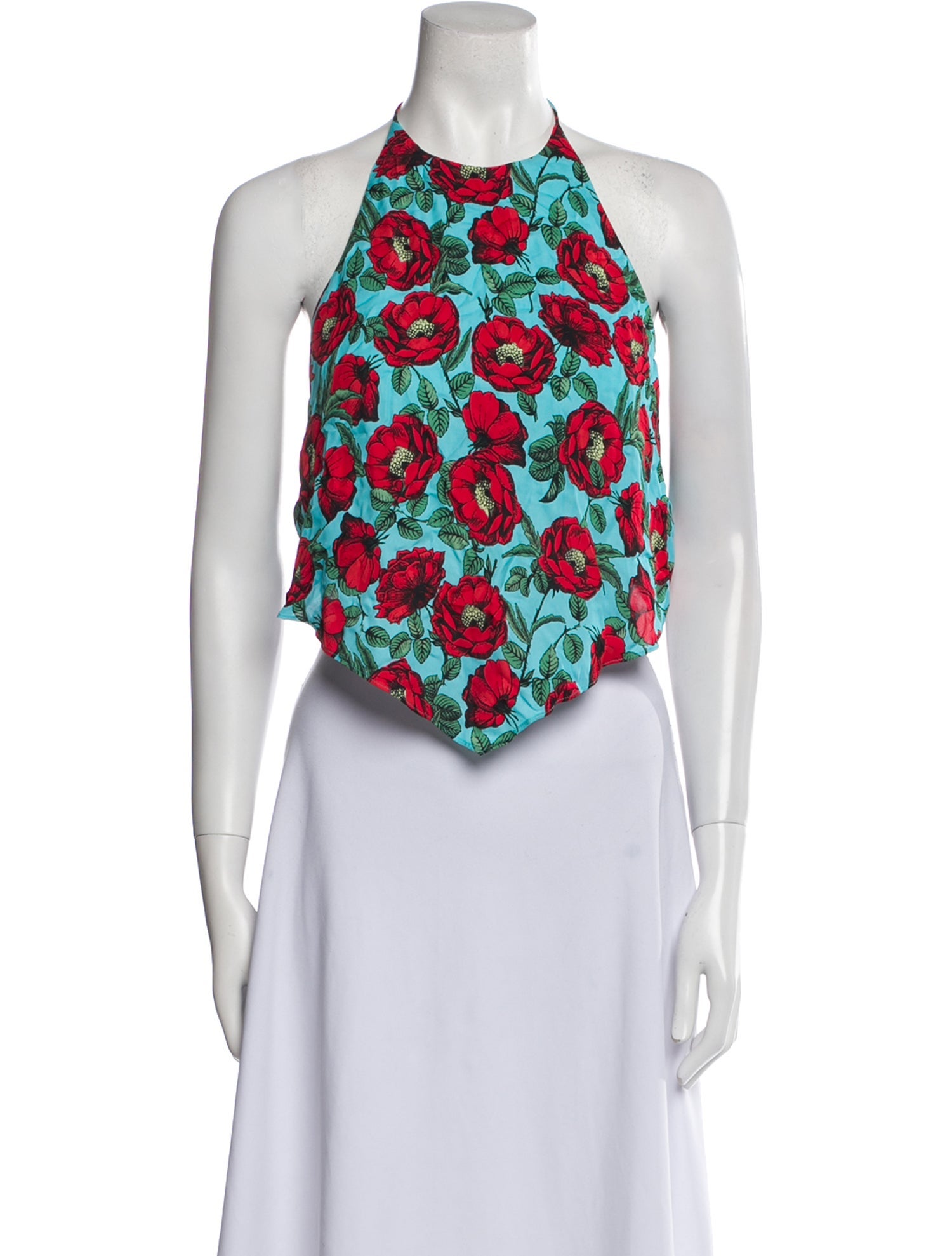 Alice + Olivia Floral Print Halterneck Crop Top