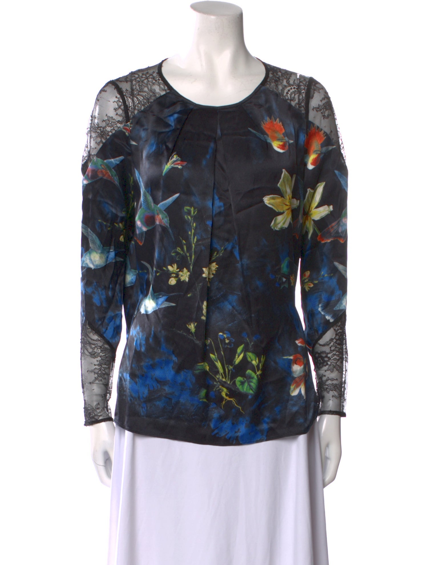 Alice + Olivia Floral Print Scoop Neck Blouse
