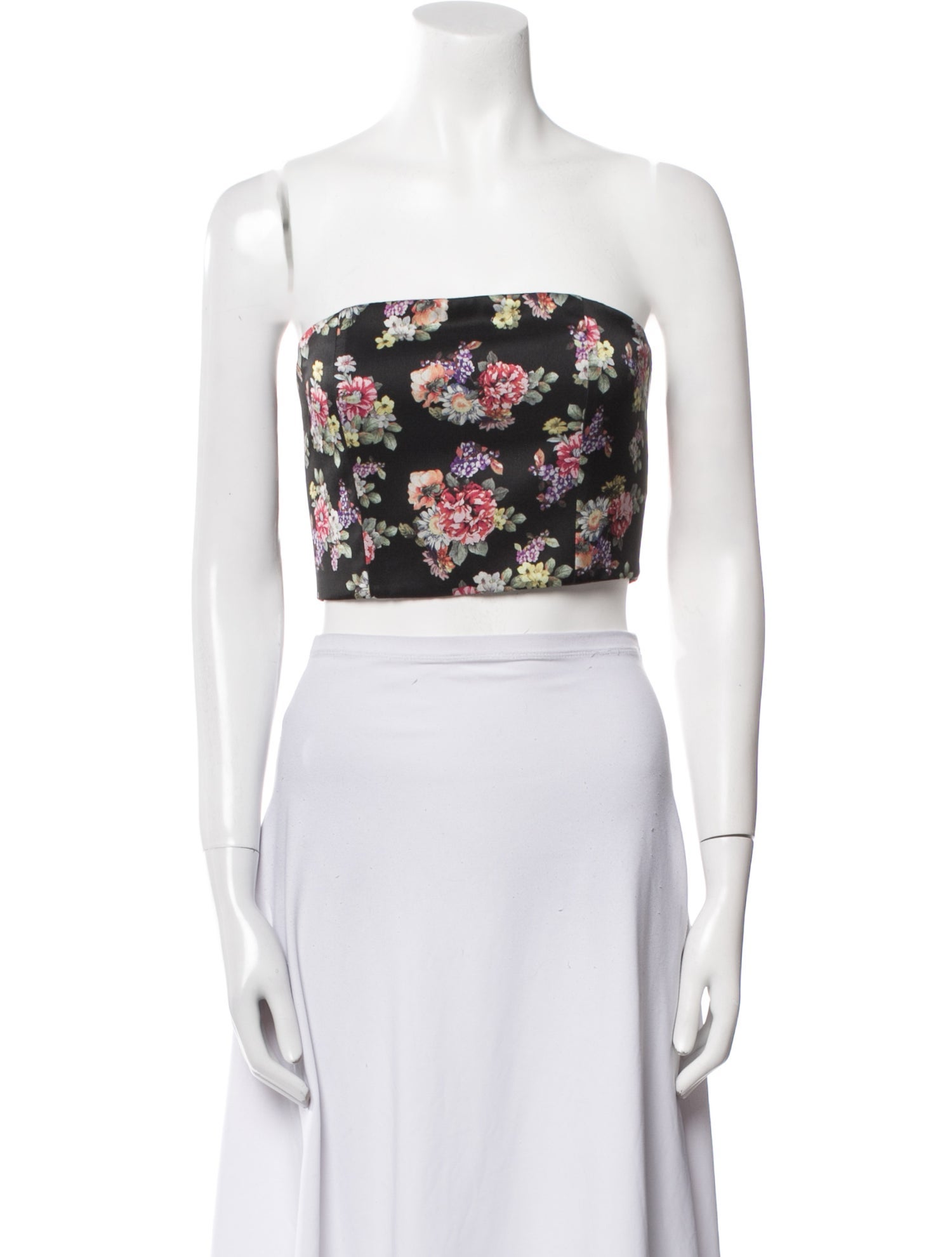 Alice + Olivia Floral Print Strapless Crop Top