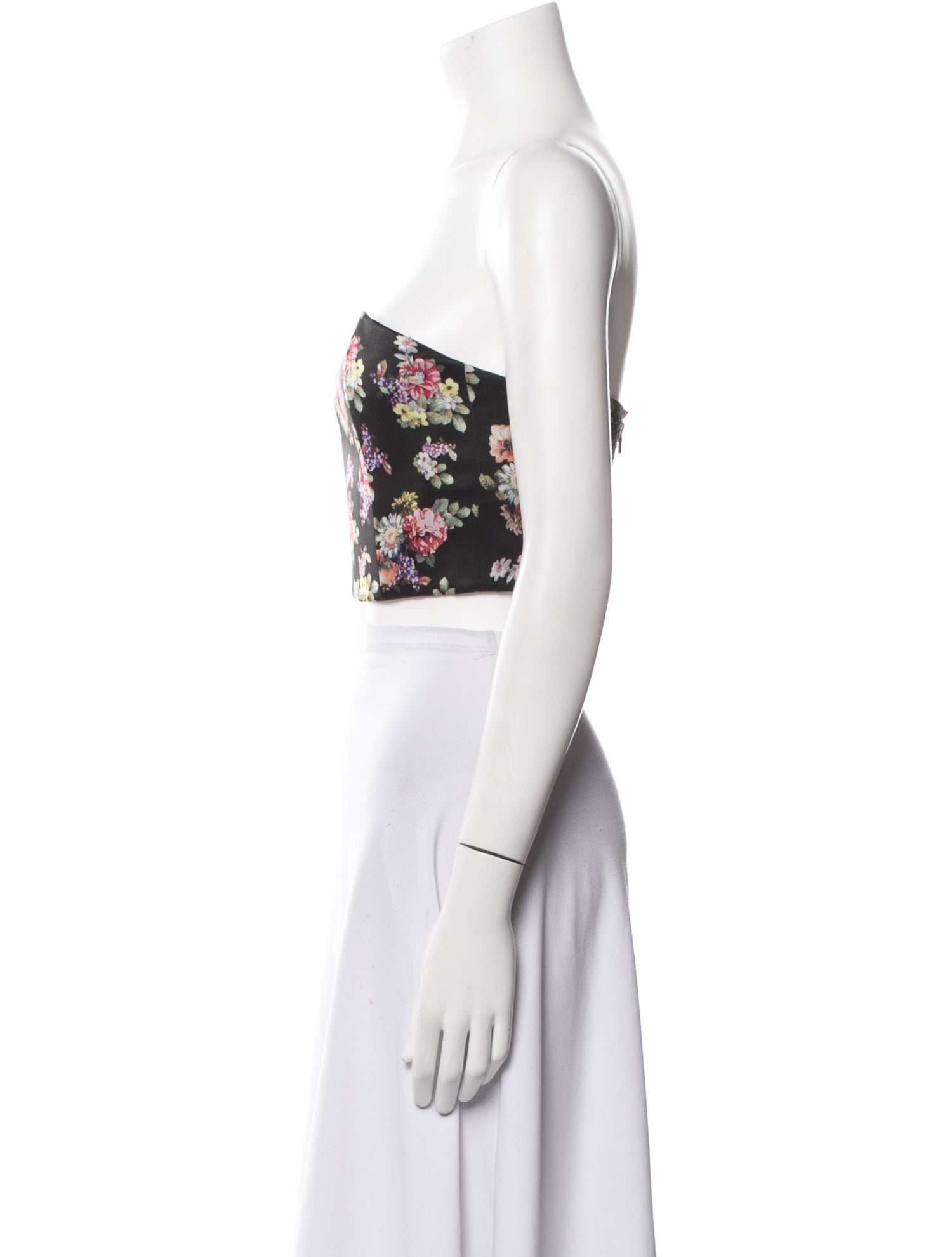Alice + Olivia Floral Print Strapless Crop Top