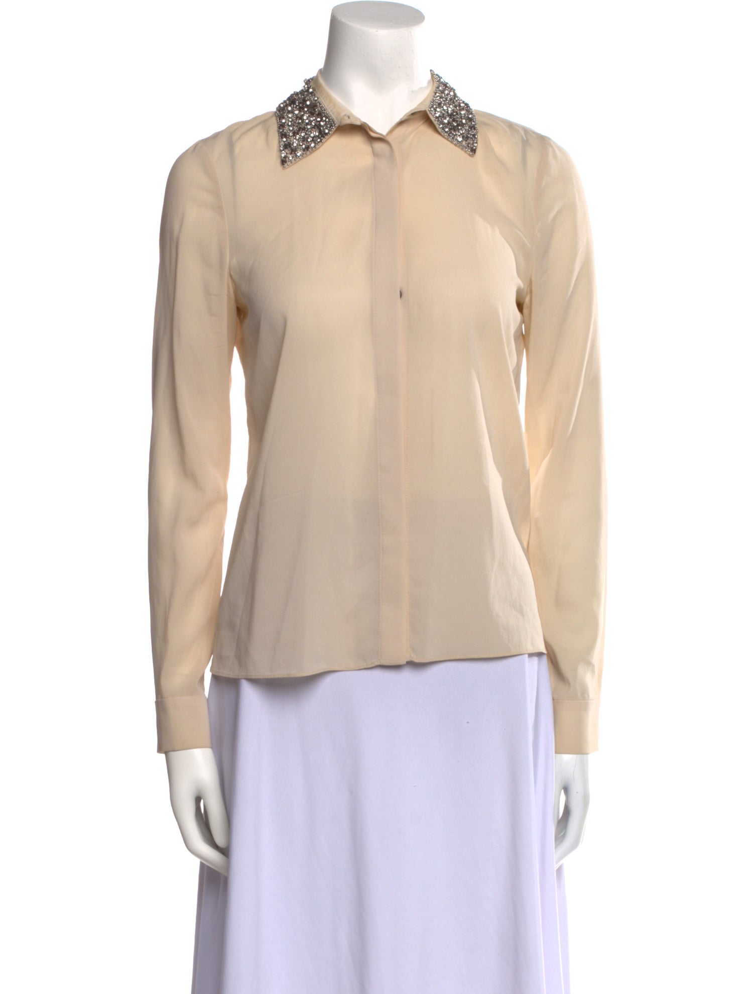 Alice + Olivia Silk Long Sleeve Button-Up Top