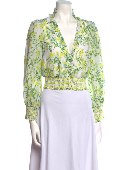 Alice + Olivia Floral Print V-Neck Crop Top