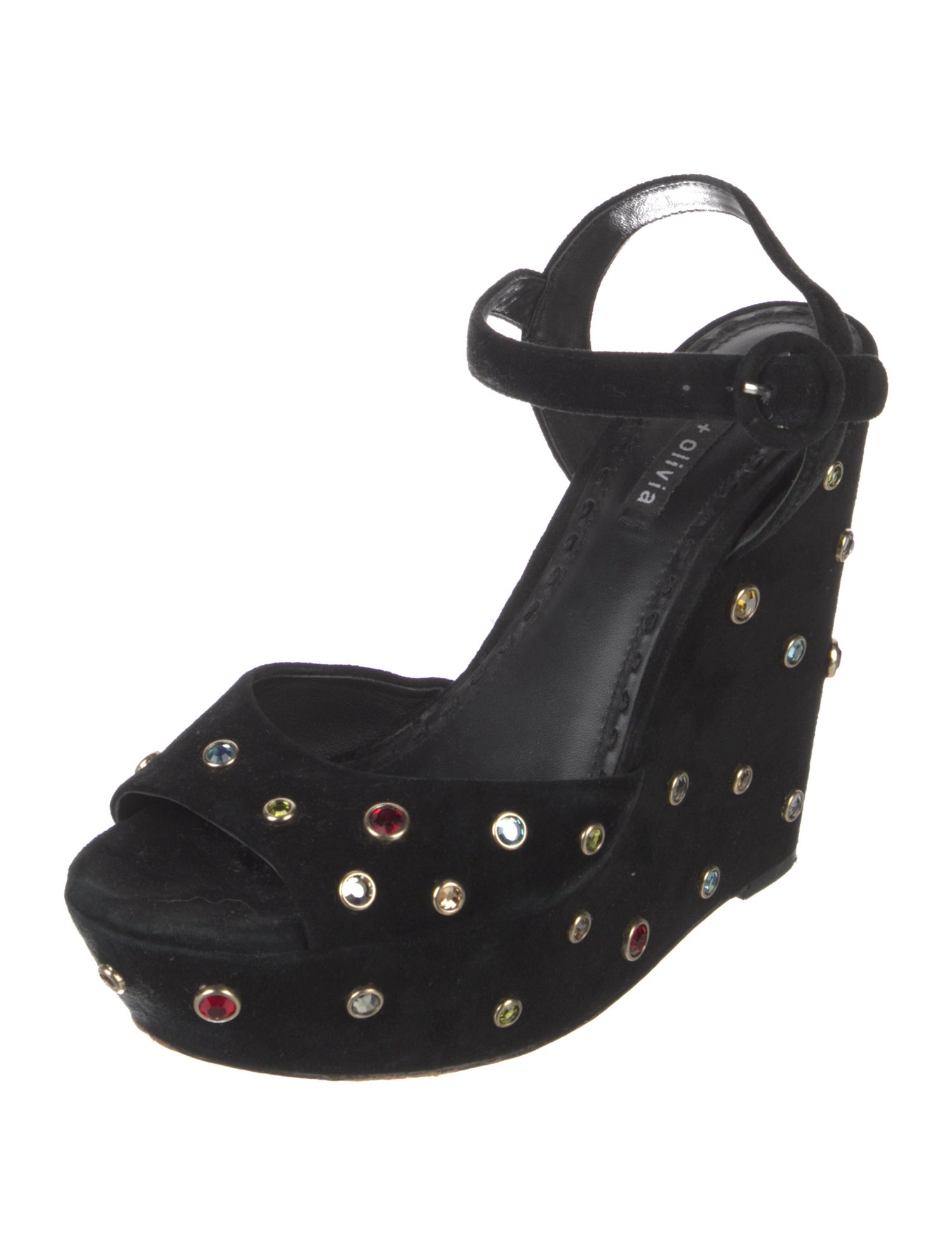 Alice + Olivia Suede Crystal Embellishments Slingback Pumps