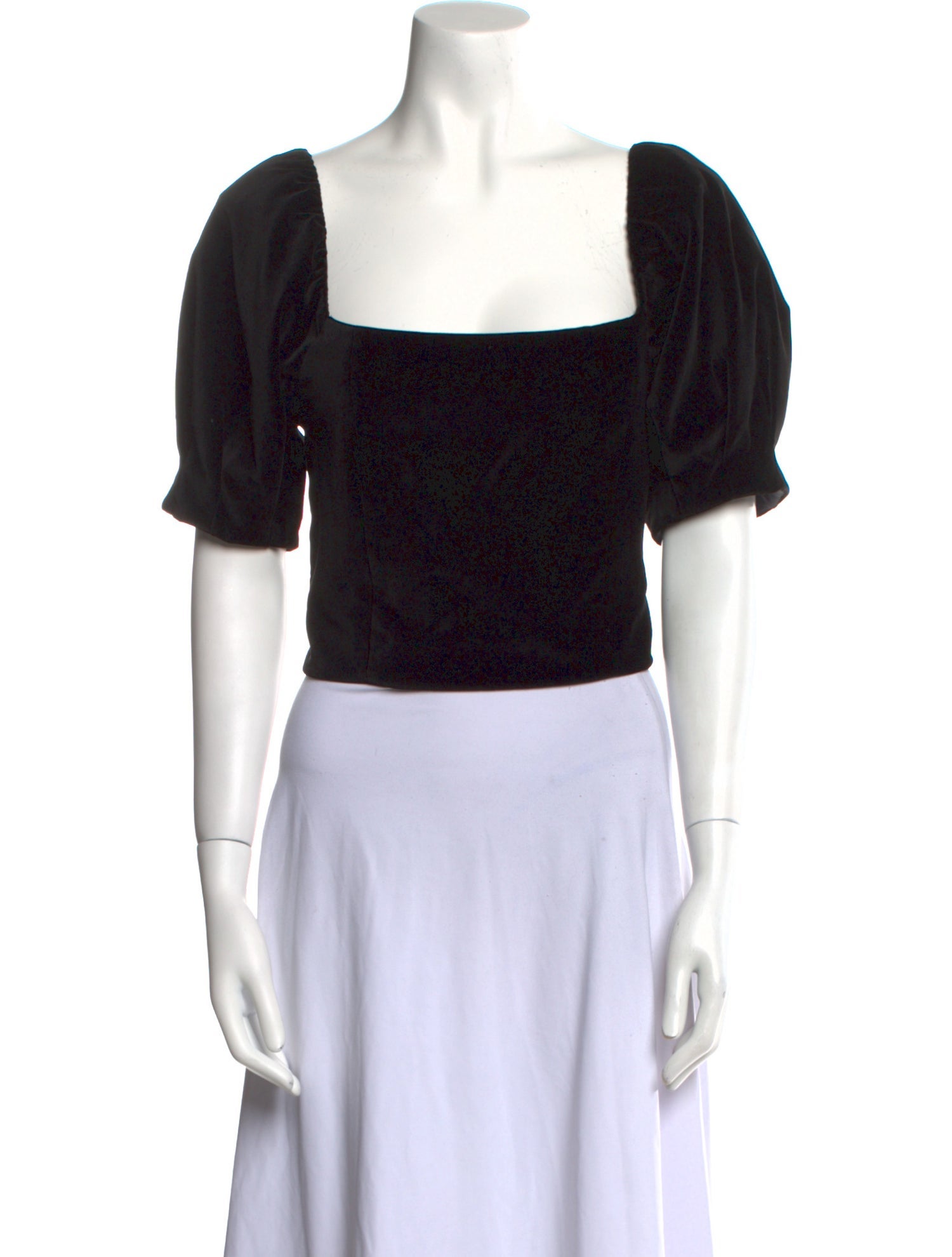 Alice + Olivia Square Neckline Short Sleeve Crop Top