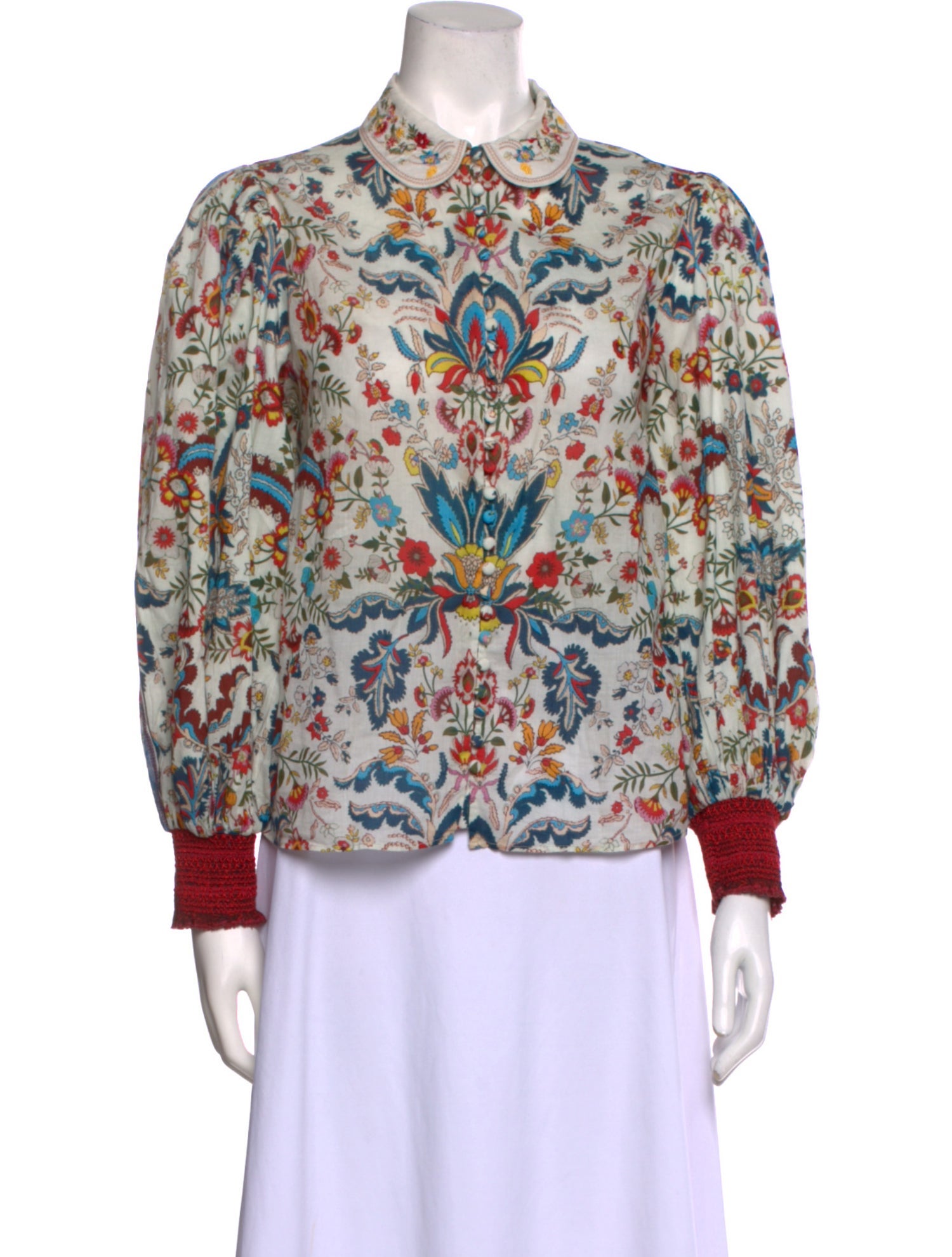 Alice + Olivia Floral Print Long Sleeve Blouse