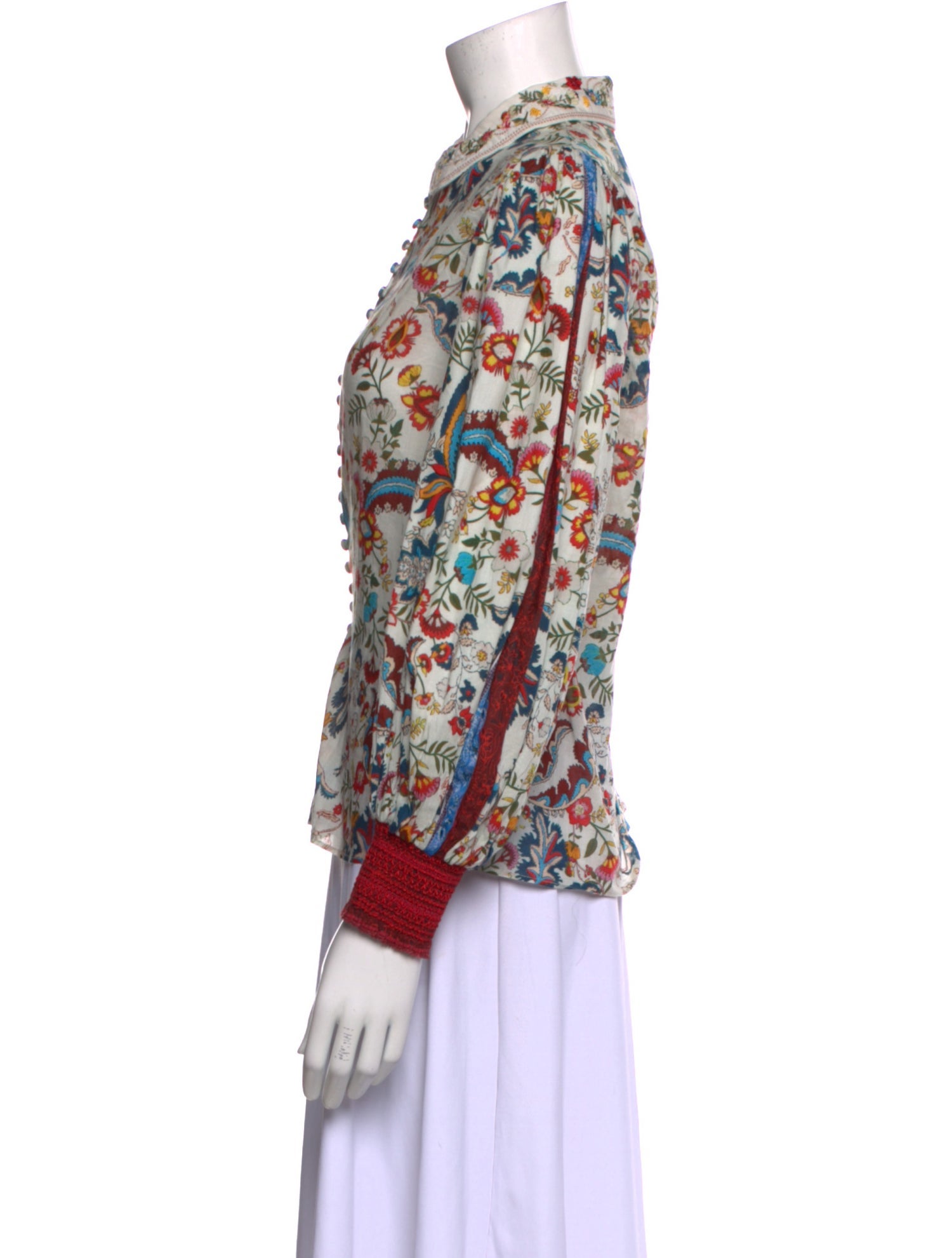 Alice + Olivia Floral Print Long Sleeve Blouse