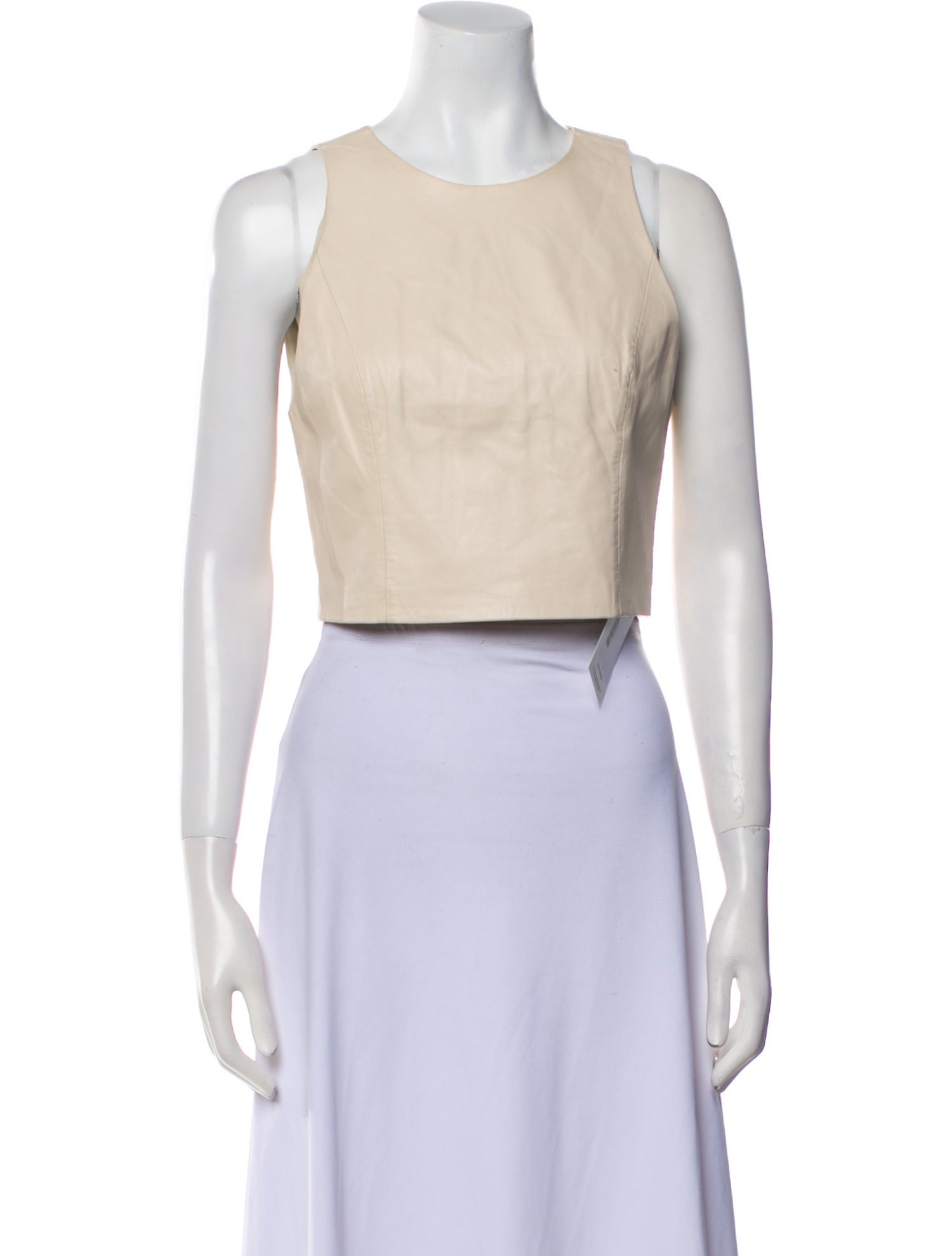 Alice + Olivia Lamb Leather Scoop Neck Crop Top