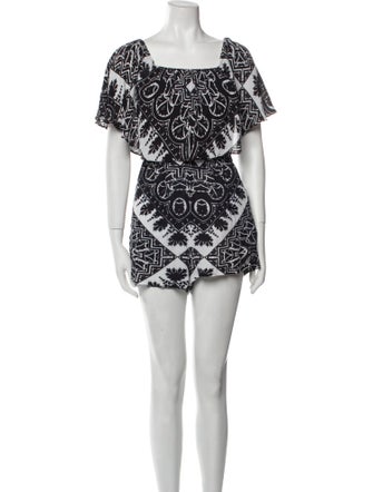 Alice + Olivia Printed Square Neckline Romper