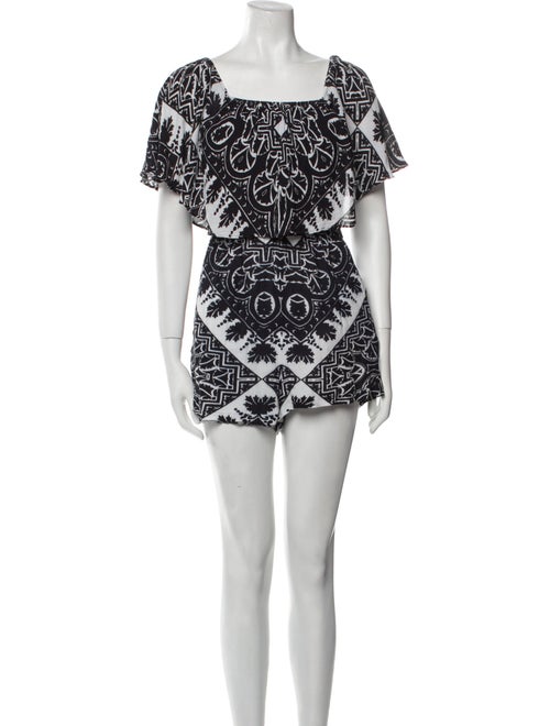 Alice + Olivia Printed Square Neckline Romper