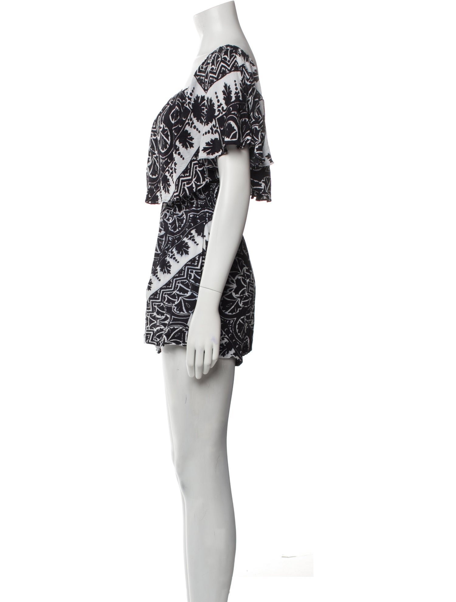 Alice + Olivia Printed Square Neckline Romper