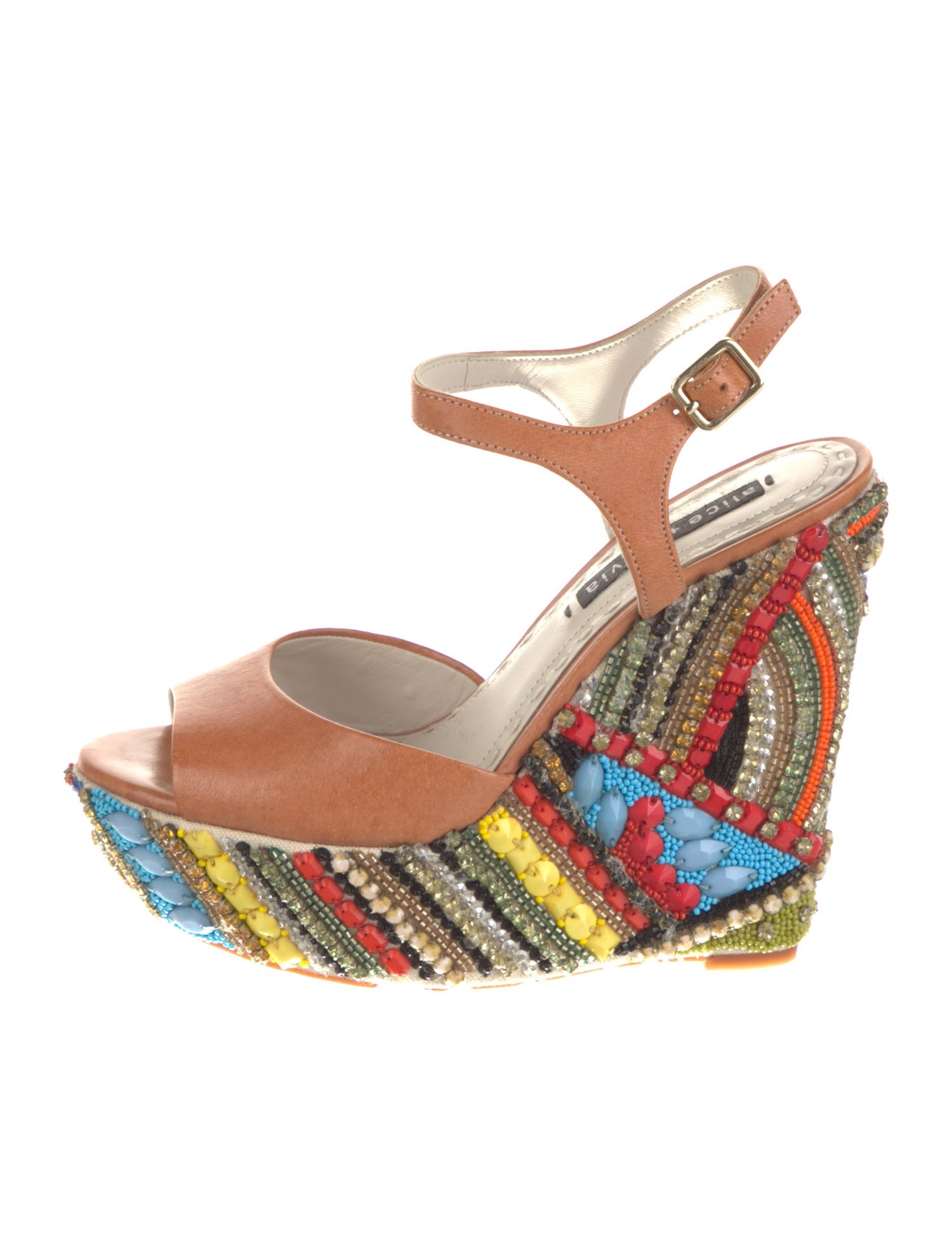 Alice + Olivia Leather Printed Slingback Pumps