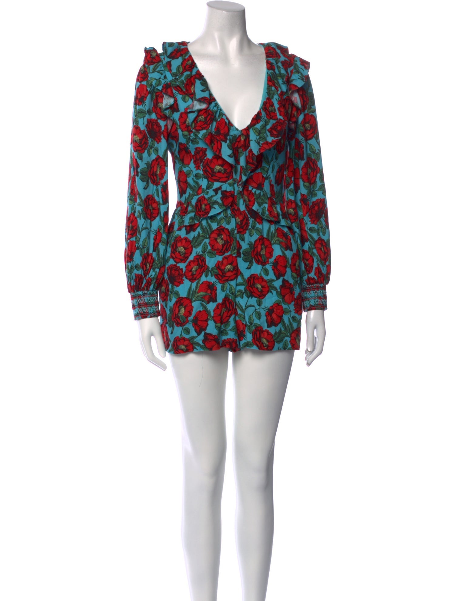 Alice + Olivia Floral Print V-Neck Romper