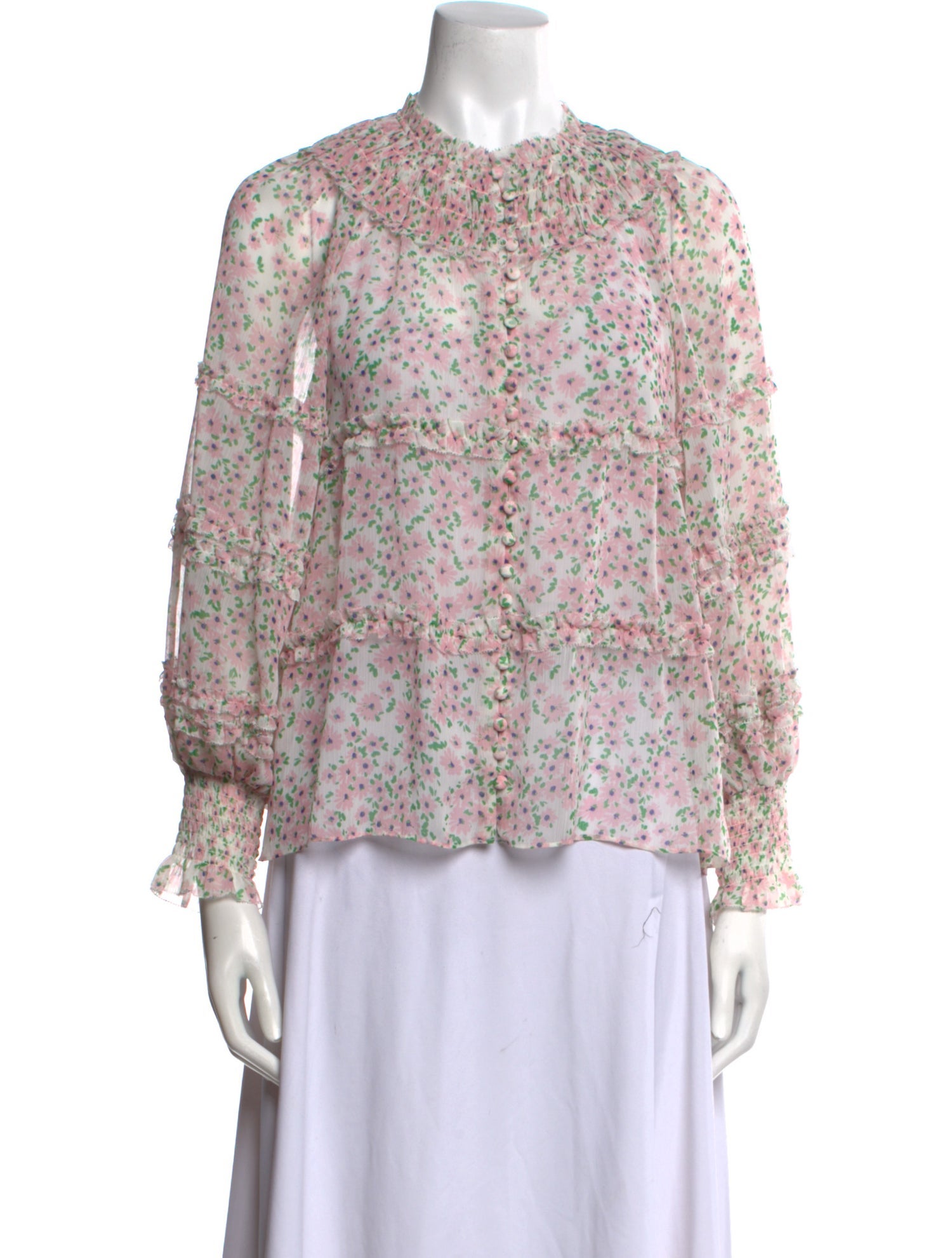 Alice + Olivia Floral Print Crew Neck Blouse