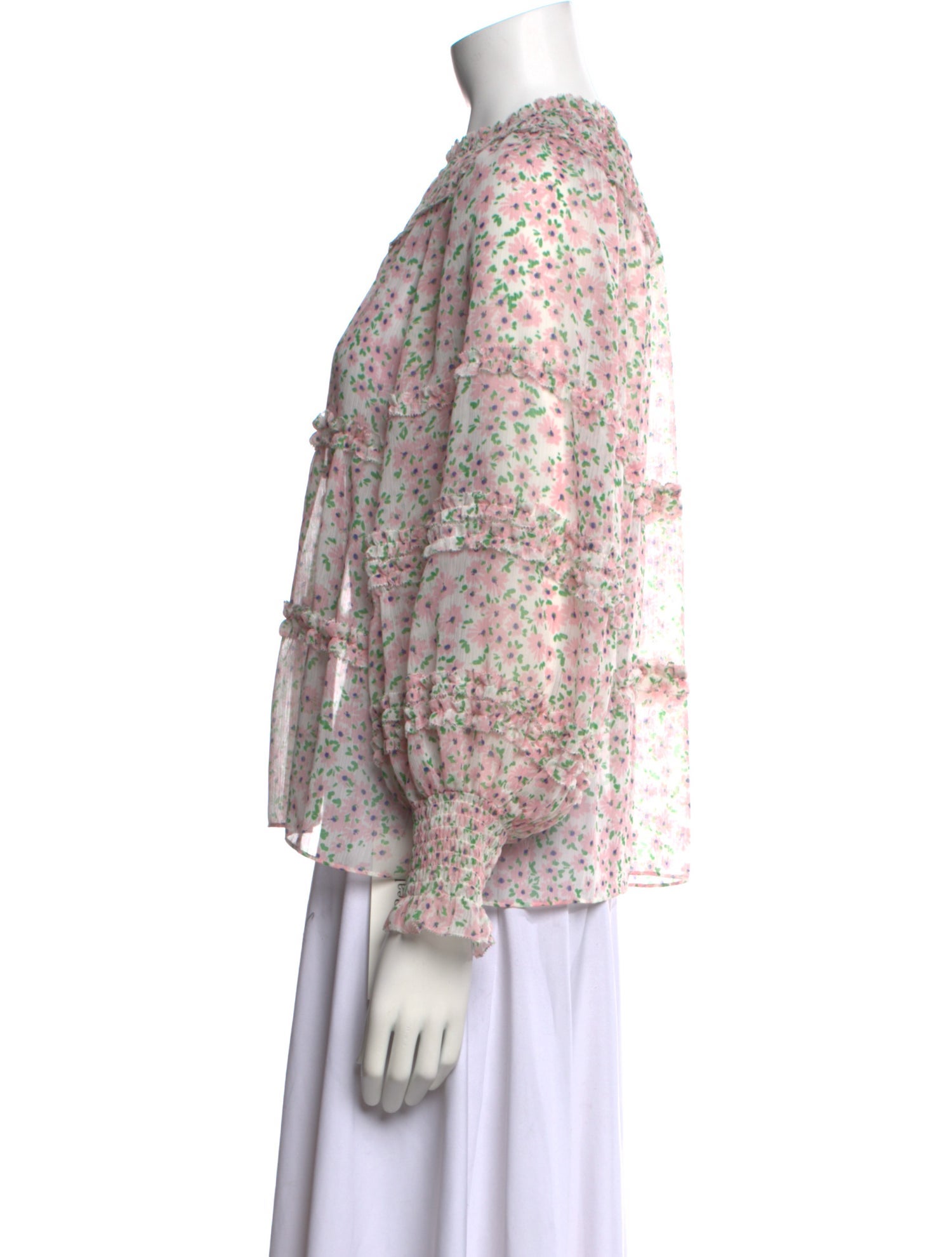 Alice + Olivia Floral Print Crew Neck Blouse