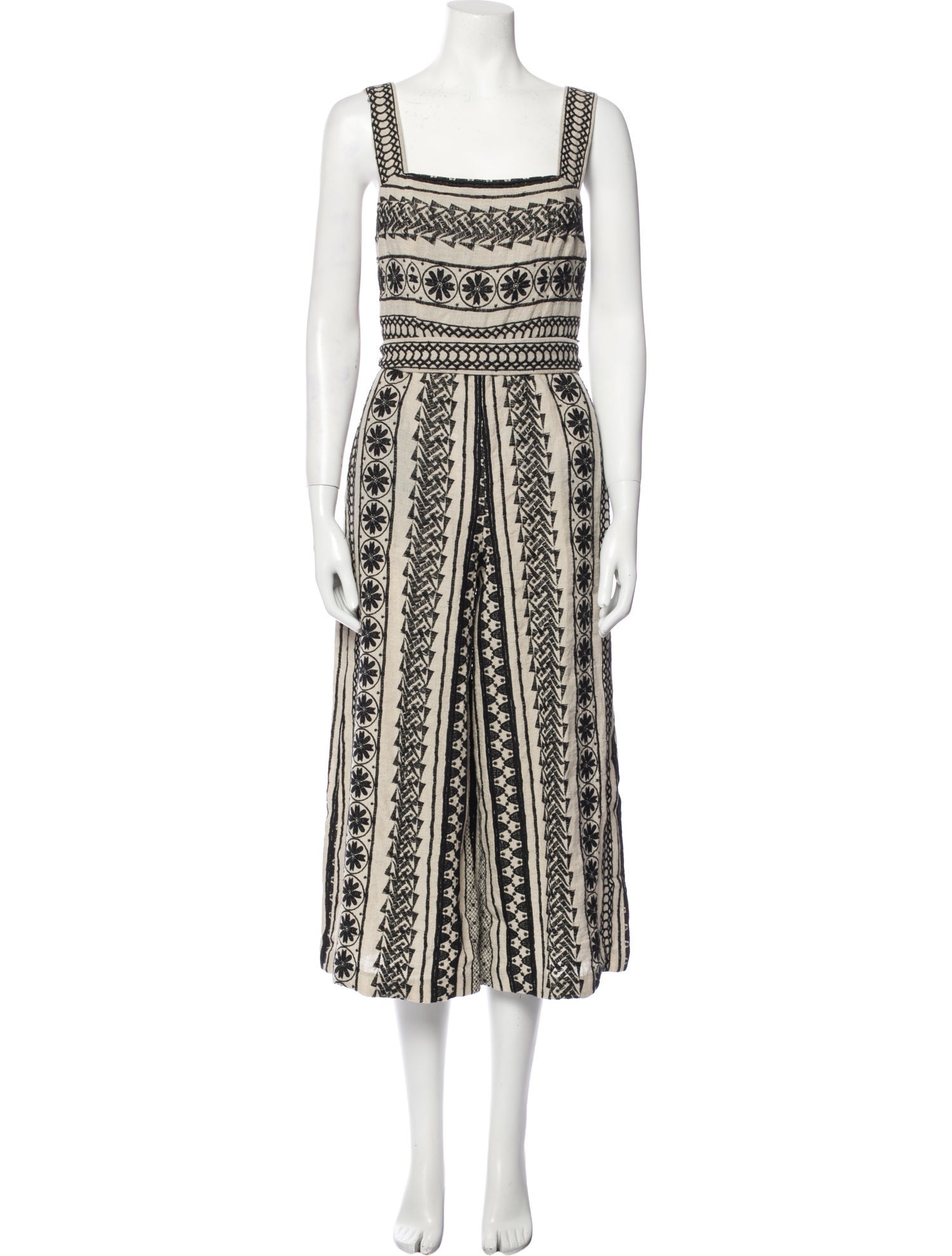 Alice + Olivia Linen Printed Jumpsuit