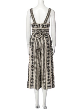 Alice + Olivia Linen Printed Jumpsuit