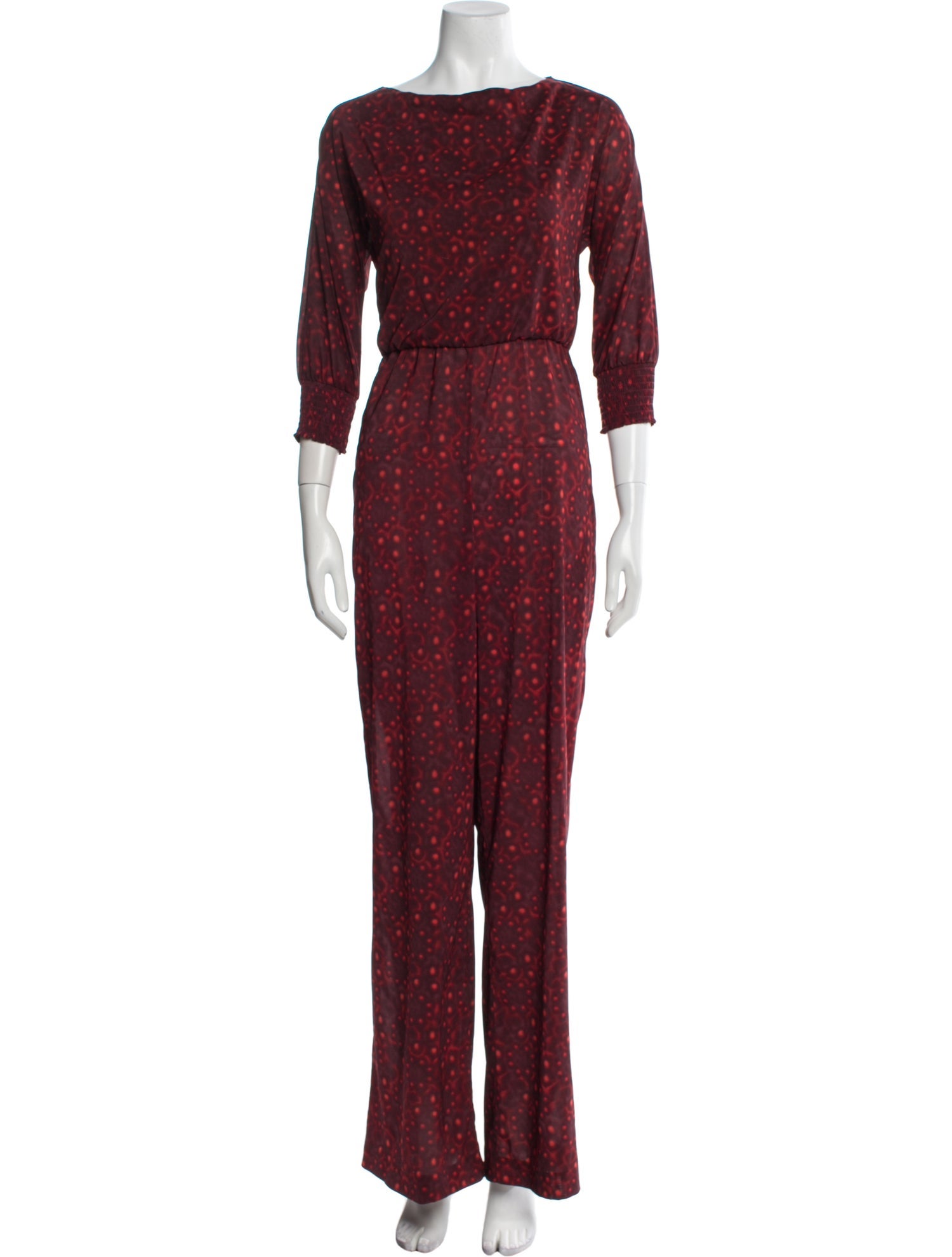 Alice + Olivia Printed Bateau Neckline Jumpsuit