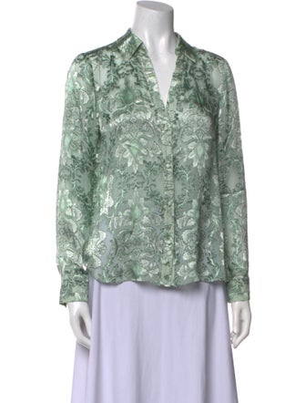 Alice + Olivia Floral Print Long Sleeve Button-Up Top