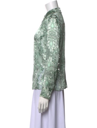 Alice + Olivia Floral Print Long Sleeve Button-Up Top