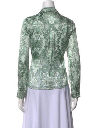 Alice + Olivia Floral Print Long Sleeve Button-Up Top