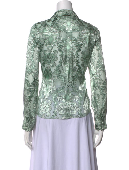 Alice + Olivia Floral Print Long Sleeve Button-Up Top