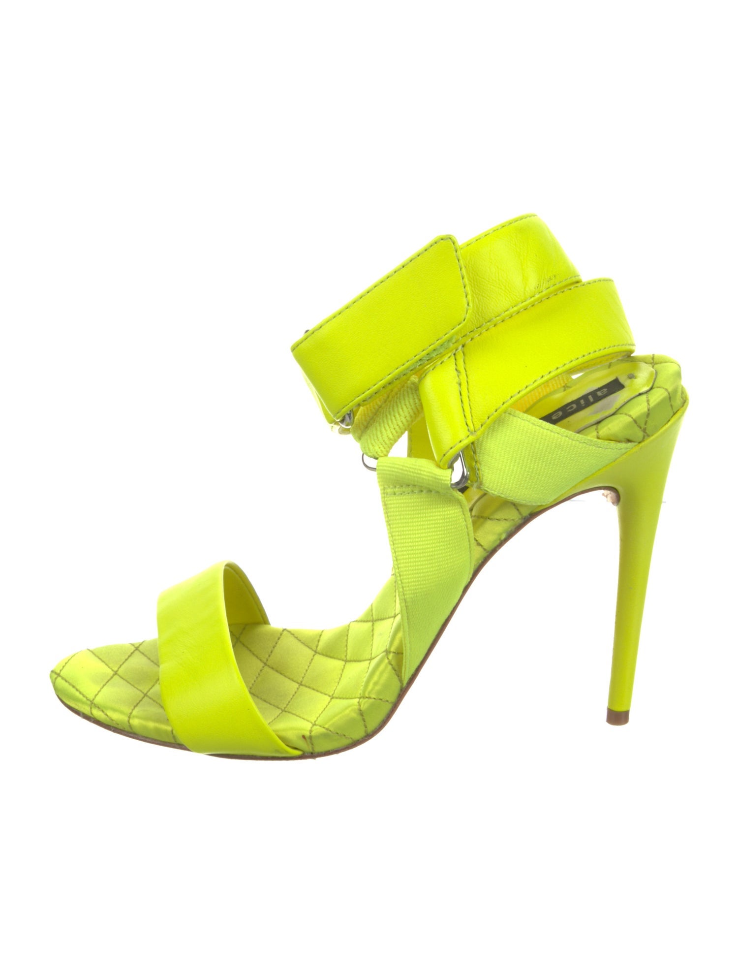 Alice + Olivia Leather Grosgrain Trim Slingback Sandals