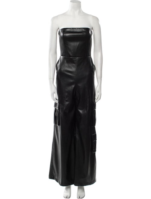 Alice + Olivia Faux Leather Strapless Jumpsuit