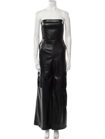 Alice + Olivia Jumpsuits and Rompers Faux Leather Strapless Jumpsuit US 8 | M