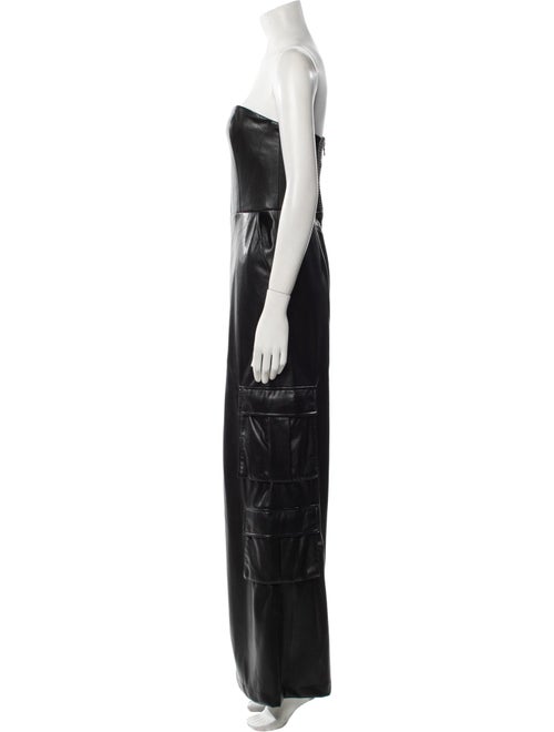 Alice + Olivia Faux Leather Strapless Jumpsuit